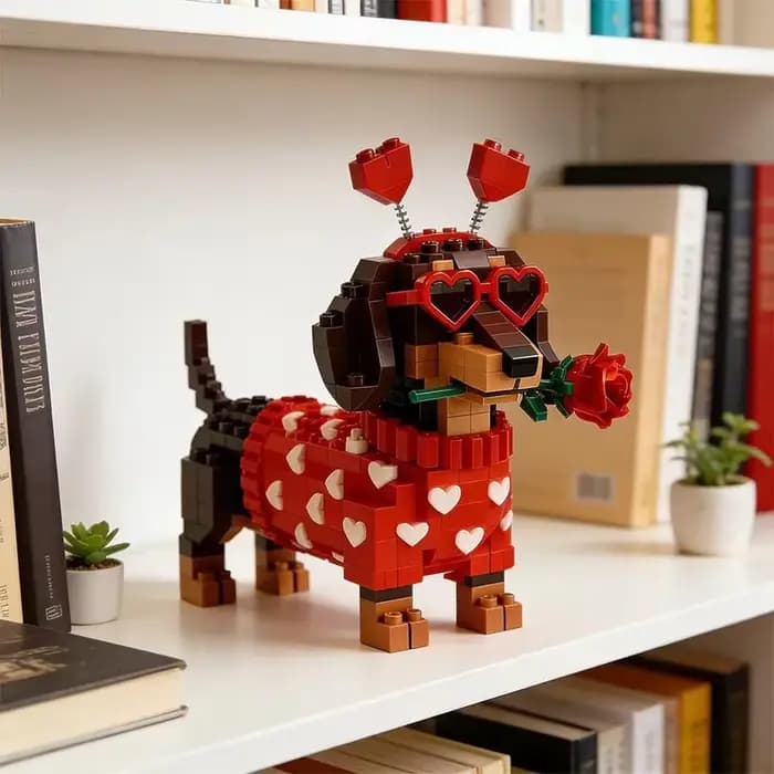 Ensemble de briques exclusif pour la Saint-Valentin - Adorable modèle de chien à construire avec un design en forme de