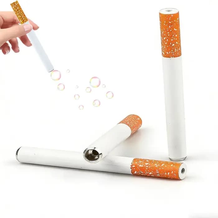 Ensemble de jouets à bulles amusants en forme de cigarette, mini baguette à bulles en métal en forme de cigarette avec liquide à bulles, machine à bulles en métal portable pour l'extérieur