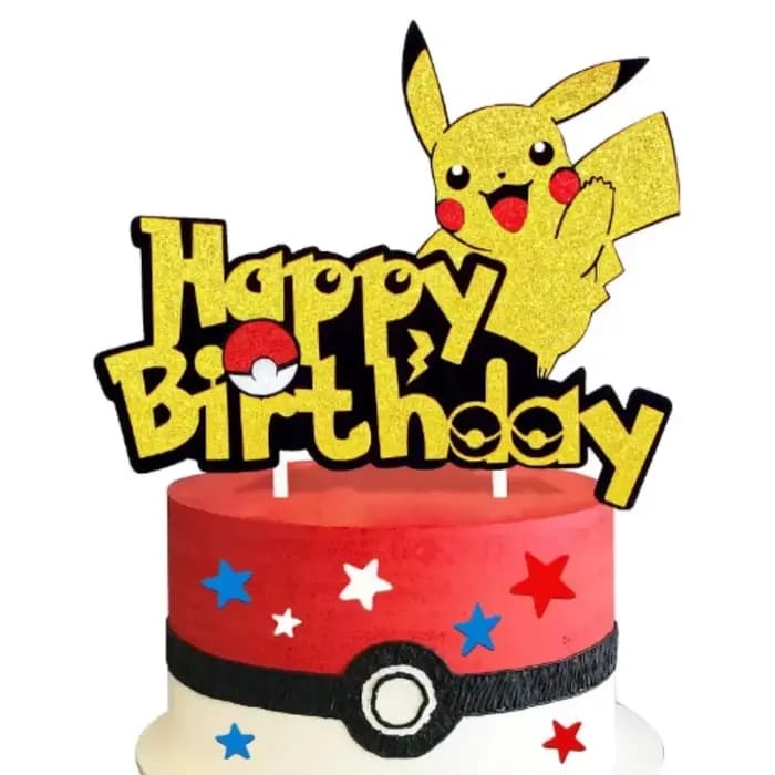 Décoration de gâteau en acrylique joyeux anniversaire Pokemon, décoration de fête, décor de gâteau Pikachu, sensation de cuisson de douche de bébé, fournitures de bricolage, faveurs pour enfants