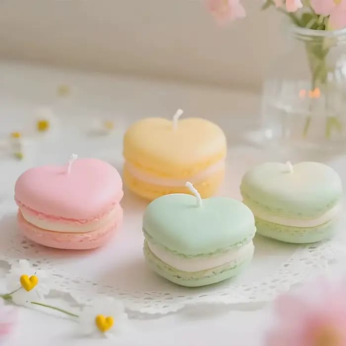 Bougies réalistes en forme de Macaron, 1/5 pièces, cire de soja parfumée pour la décoration de la maison, fête de mariage, nouvel an, atmosphère Festive, cadeaux aromatiques