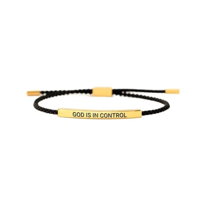 Bracelet d'inspiration élégant «il est dans le contrôle», bracelet avec lettres gravées pour femmes et hommes, réglable, bijoux cadeaux
