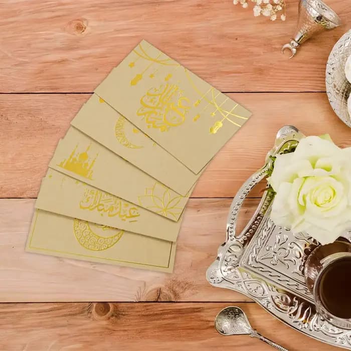 Enveloppes dorées Eid al-fitr pour argent, Ramadan Mubarak, enveloppes d'argent cadeau de vacances Eid, porte-monnaie pour Eid Holida, 10/20 pièces