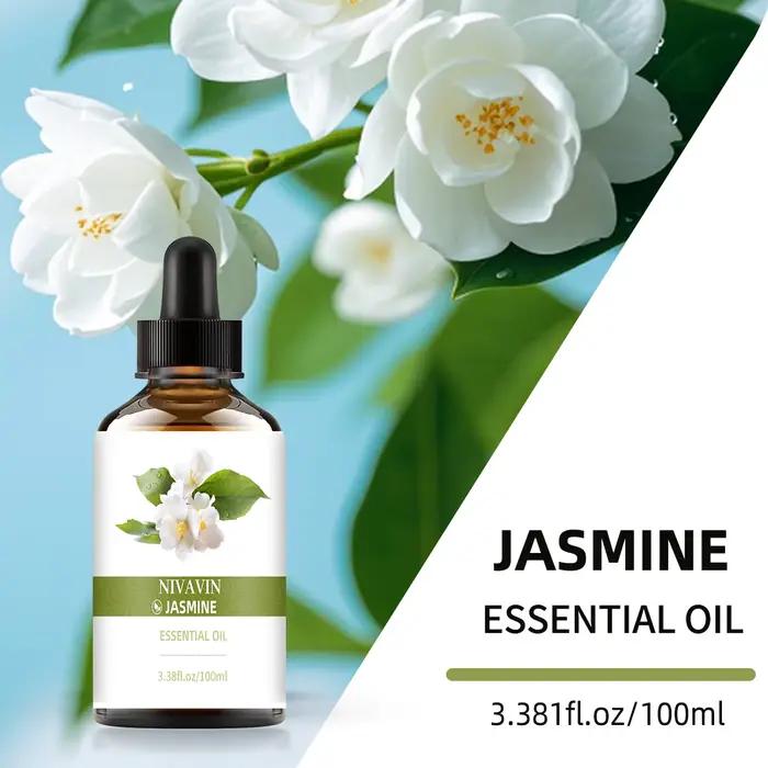 NIVAVIN Huile Essentielle de Jasmin 30ml/60ml/100ml, parfum floral riche, apaisant et calmant, fragrance longue durée, cadeau exquis.