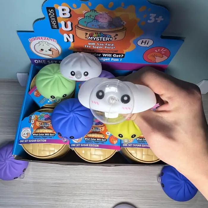 Nouveau : Jouet à presser esthétique Bubble Puking Bun, boîte mystère créative, ornement alimentaire réaliste, anti-stress sensoriel en gel solide