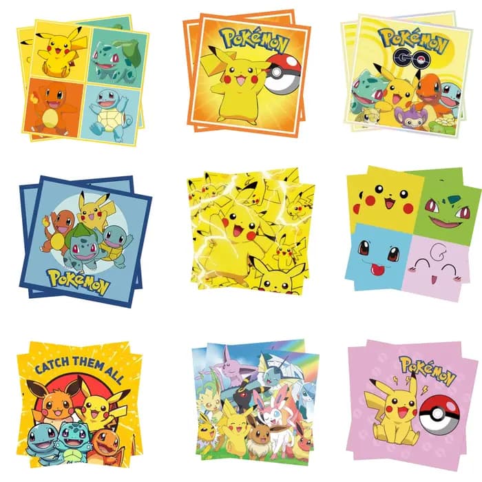 Papier Pokemon serviette décoration de fête Pikachu serviette d'anniversaire pokemon papier mouchoirs bébé douche Pikachu cadeaux de fête fournitures