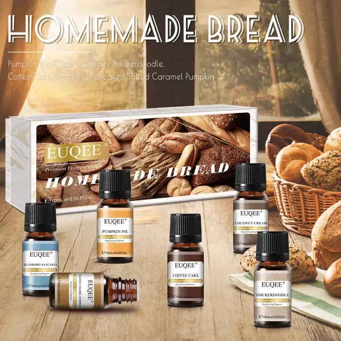 EUQEE 6 pièces ensemble d'huile de parfum d'aromathérapie-10ml huiles de diffuseur de roseau d'arôme pour la fabrication de bougies, humidificateur, parfum de bricolage, brûleur d'huile