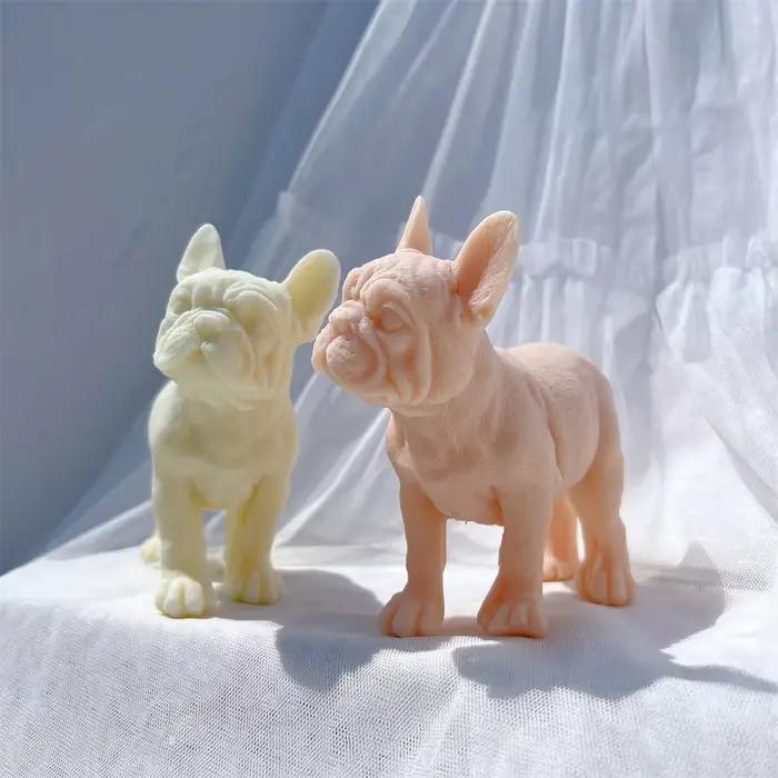 Moule à bougie en Silicone pour chiot, bouledogue français debout, amoureux des chiens de compagnie, décoration de jardin, Animal Frenchie, chiots, cire de soja