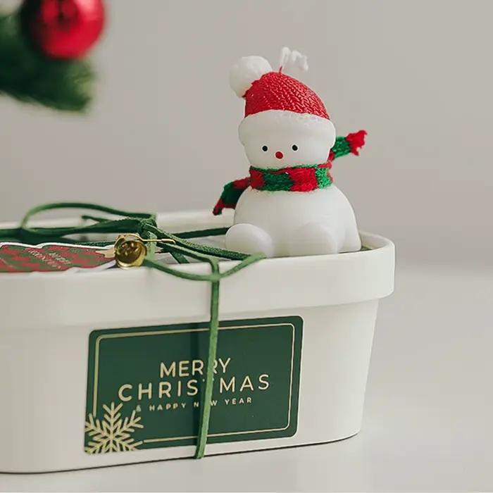 Ensemble de bougies de noël, bonhomme de neige, décoration de fête, Festival de mariage, réveillon de noël, ornement romantique pour la maison