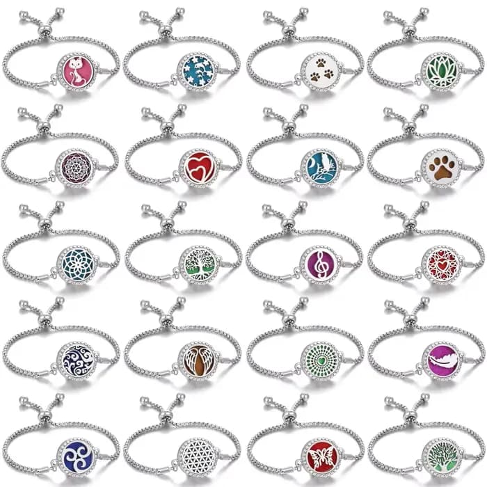 Bracelet d'aromathérapie avec médaillon arbre de vie pour homme et femme, bijoux diffuseur d'huiles essentielles et de parfum en cristal