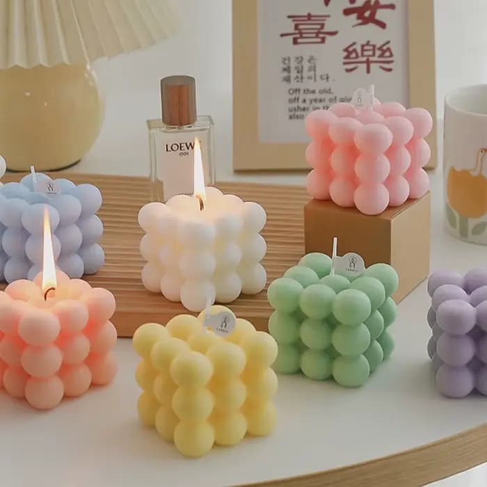 Ins Style bulle Cube bougie parfumée à la main bougie aromathérapie soja cire bougie mariage anniversaire bougies fête décoration de la maison