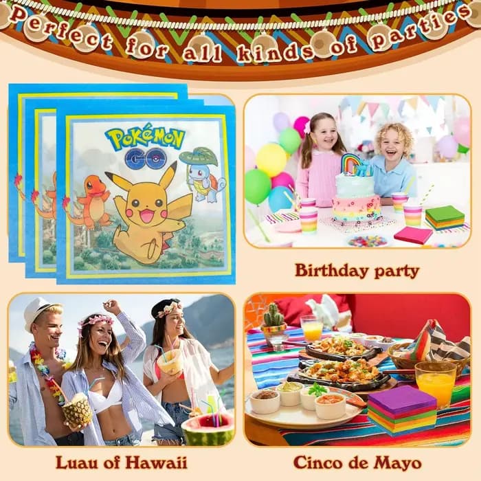Papier Pokemon serviette décoration de fête Pikachu serviette d'anniversaire pokemon papier mouchoirs bébé douche Pikachu cadeaux de fête fournitures