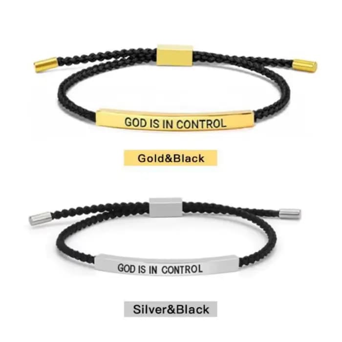 Bracelet d'inspiration élégant «il est dans le contrôle», bracelet avec lettres gravées pour femmes et hommes, réglable, bijoux cadeaux