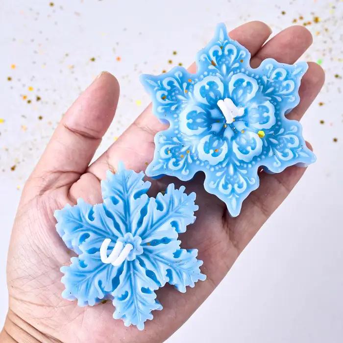 Moule à bougie en Silicone flocon de neige de noël, bricolage, savon fait à la main, aromathérapie, gypse, résine, artisanat, fournitures de décoration pour fête de noël à domicile