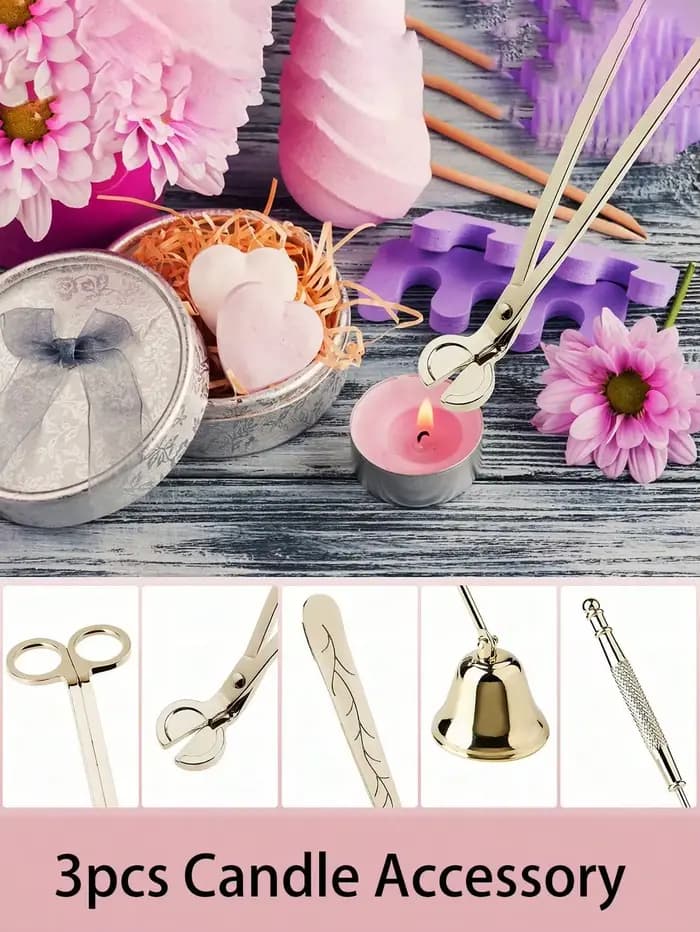 Tondeuse à mèche de bougie 3 pièces-tondeuse à mèche, éteignoir de bougie, trempette à mèche, Kit d'entretien de bougie 3 en 1, accessoire de bougie en acier inoxydable