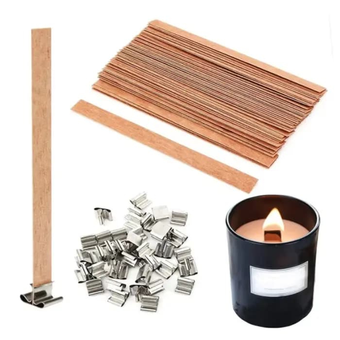 Mèche de bougie en bois de haute qualité, 30 pièces, avec Base à Clip, artisanat en osier, paraffine, cire d'abeille, mèche sans fumée, fournitures de fabrication de bougies