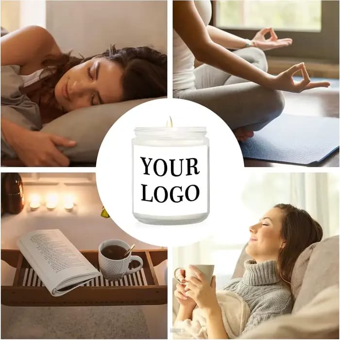 1 pièces cire de soja photo personnalisée bougie parfumée blanche cadeau-personnalisé avec logo/autocollant design-cadeau d'entreprise de mariage d'anniversaire