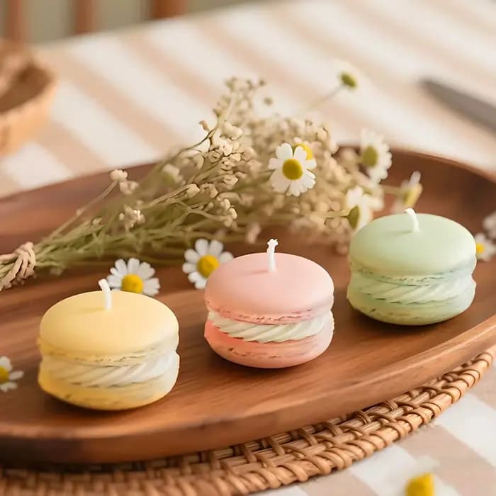 Bougies réalistes en forme de Macaron, 1/5 pièces, cire de soja parfumée pour la décoration de la maison, fête de mariage, nouvel an, atmosphère Festive, cadeaux aromatiques