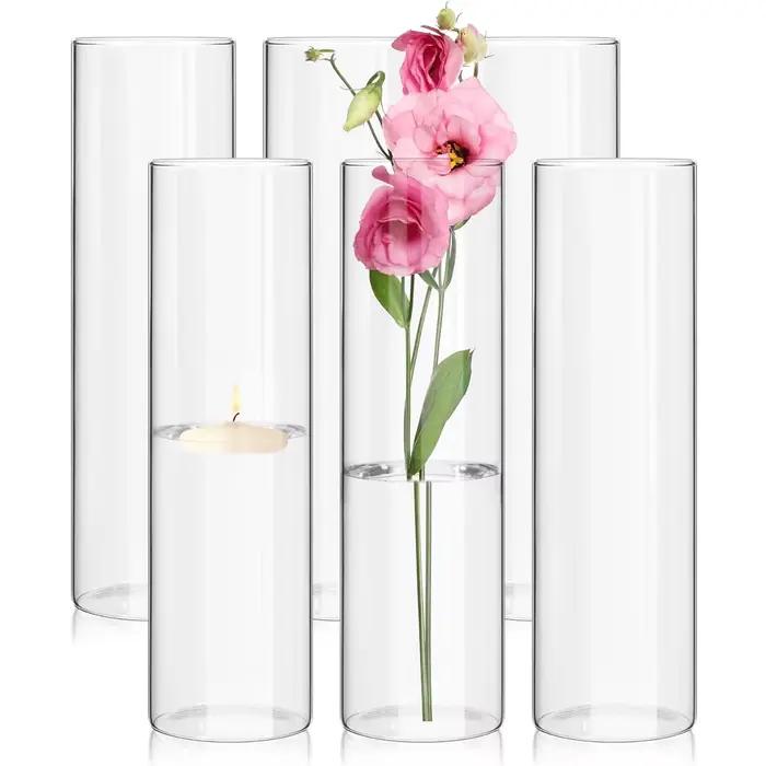 Vases à Fleurs Transparents à Intervalles en Verre de 4/6/8 Pouces de Haut, Porte-Bougie Flottant pour Centre de Table, Décoration de Mariage et de Maison