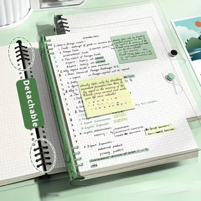 240 Pages journal A5 couverture souple transparente feuilles mobiles livre à carreaux cahiers scolaires cahier
