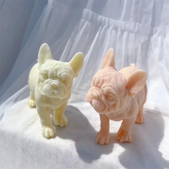 Moule à bougie en Silicone pour chiot, bouledogue français debout, amoureux des chiens de compagnie, décoration de jardin, Animal Frenchie, chiots, cire de soja