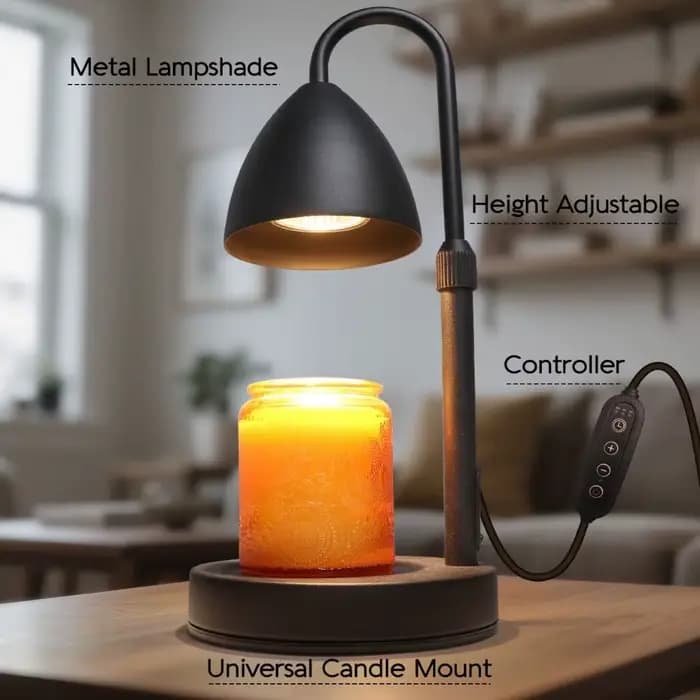 Lampe chauffe-cire électrique avec minuterie et variateur d'intensité, décoration de chambre à coucher, décoration de la maison, avec 2 ampoules, chauffe-cire à cire, hauteur réglable