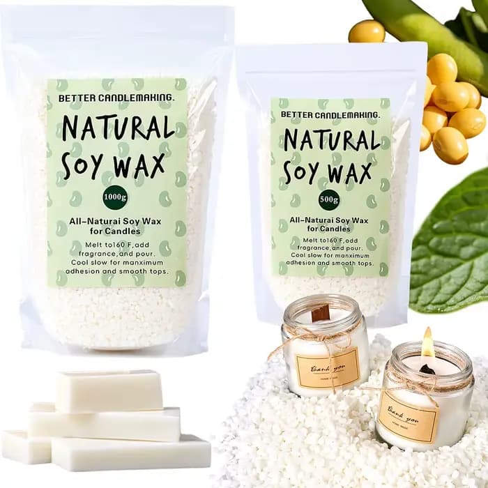 Particules de cire de soja naturelle 500g/1Kg, matière première pour bougies d'aromathérapie, 100% sans additifs, utilisées pour la fabrication de bougies DIY