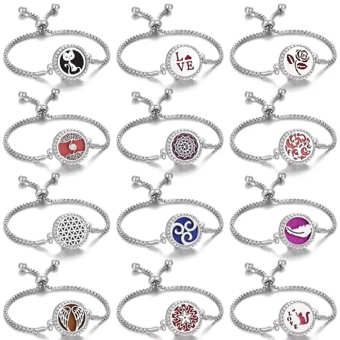 Bracelet Diffuseur d'Aromathérapie, Bijoux de Noël Réglables, Arbre de Vie, Fleur, sexuellement, Médaillon