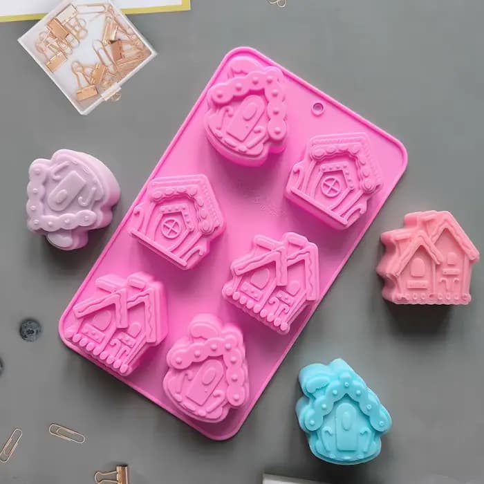 Moule de cuisson en Silicone pour maison en pain d'épices, bougie de noël, fournitures de fabrication de savon, outil de décoration de gâteaux, cire d'aromathérapie, fondre la cuisine