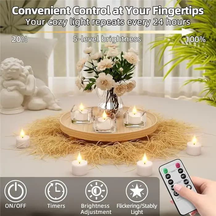 Bougies chauffe-plat LED rechargeables, faciles à utiliser, minuterie et Base de chargement pour la décoration