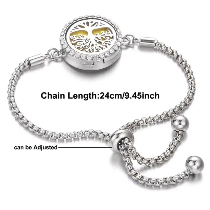Bracelet d'aromathérapie avec médaillon arbre de vie pour homme et femme, bijoux diffuseur d'huiles essentielles et de parfum en cristal