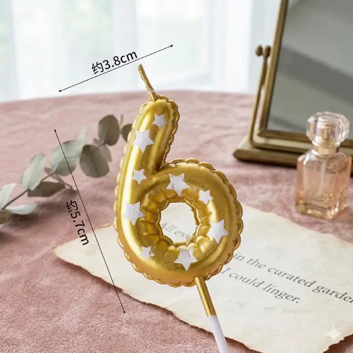 1 bougie dorée imprimée, bougie étoile, bougie d'anniversaire avec chiffres 0-9, décoration de gâteau, bougies pour baby shower, Saint-Valentin