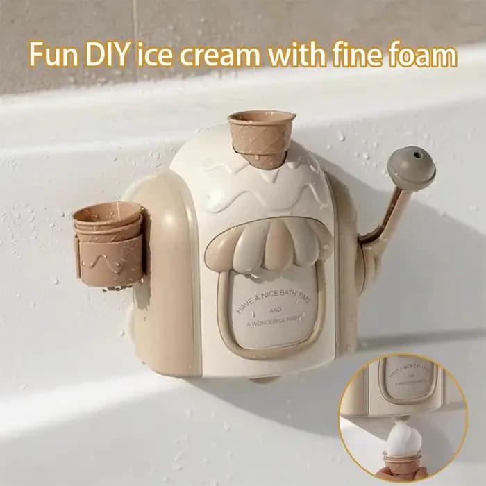 Machine à mousse à bulles pour enfants, jouets de bain de voiture avec aspiration puissante, machine à crème glacée pour tout-petits pour jouer sensoriel, fournitures délicates