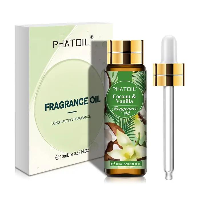 PHATOIL 10ml huile parfumée noix de coco et vanille pour diffuseur aromathérapie musc blanc gomme à bulles bébé poudre parfum arôme huiles
