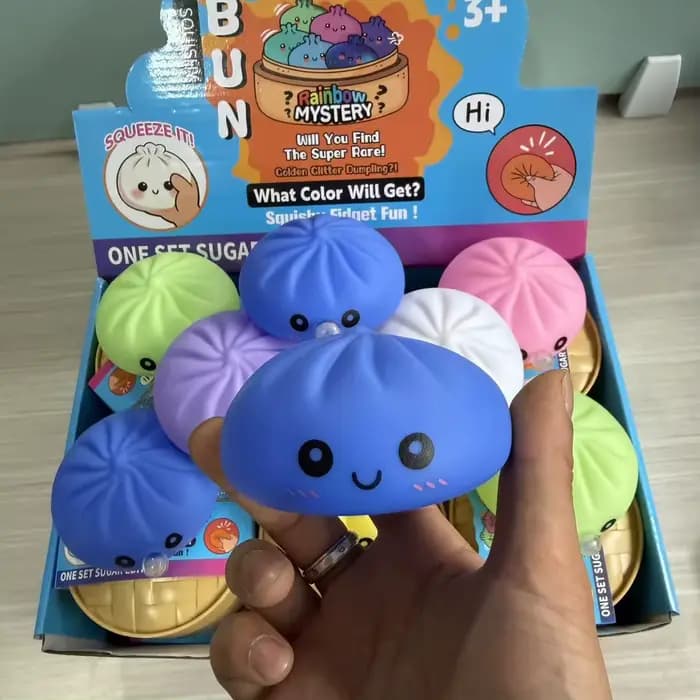Nouveau : Jouet à presser esthétique Bubble Puking Bun, boîte mystère créative, ornement alimentaire réaliste, anti-stress sensoriel en gel solide