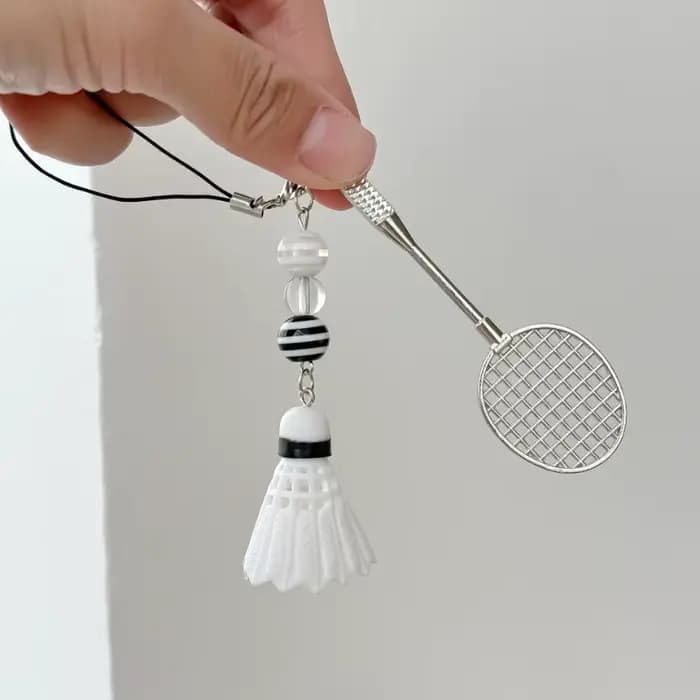 Porte-clés raquette de badminton mignon, pendentif créatif pour téléphone portable, niche pour sac, activité, petit cadeau, bijoux