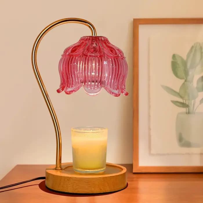 Lampe chauffe-bougie à fleurs avec minuterie, chauffe-bougie à intensité variable, cadeau d'anniversaire de noël, décoration chauffante pour la maison, pour bougies en pot