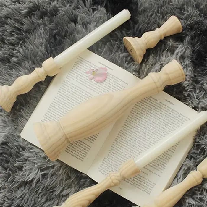 Bougeoirs en bois inachevé bougeoir pilier conique bougeoirs pour fête de mariage anniversaire décoration de Table à la maison
