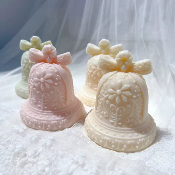 Moule de bougie de cloches de pain d'épice de noël, cloche festive en résine de Silicone, cire de soja, plâtre, gypse, moule en Silicone, décor de noël