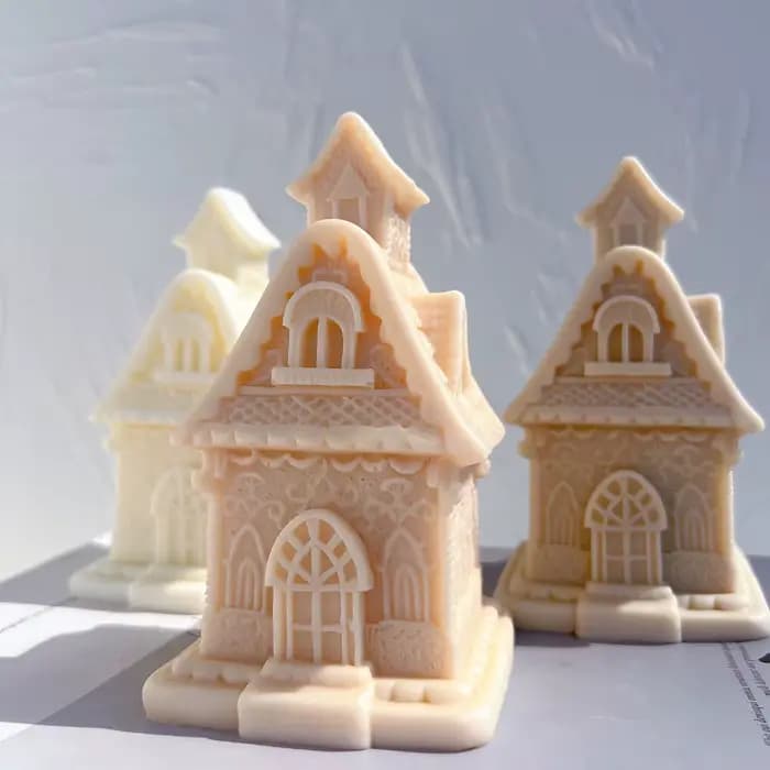 Moule en silicone pour maison en pain d'épice, plâtre, gypse, maison victorienne de Noël, bougie, glaçage, manoir, moule en silicone