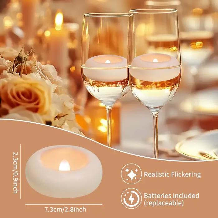 Paquet de 12/24 bougies chauffe-plat flottantes sans flamme étanches bougies LED vacillantes électriques pour fête de mariage piscine et SPA décor à la maison