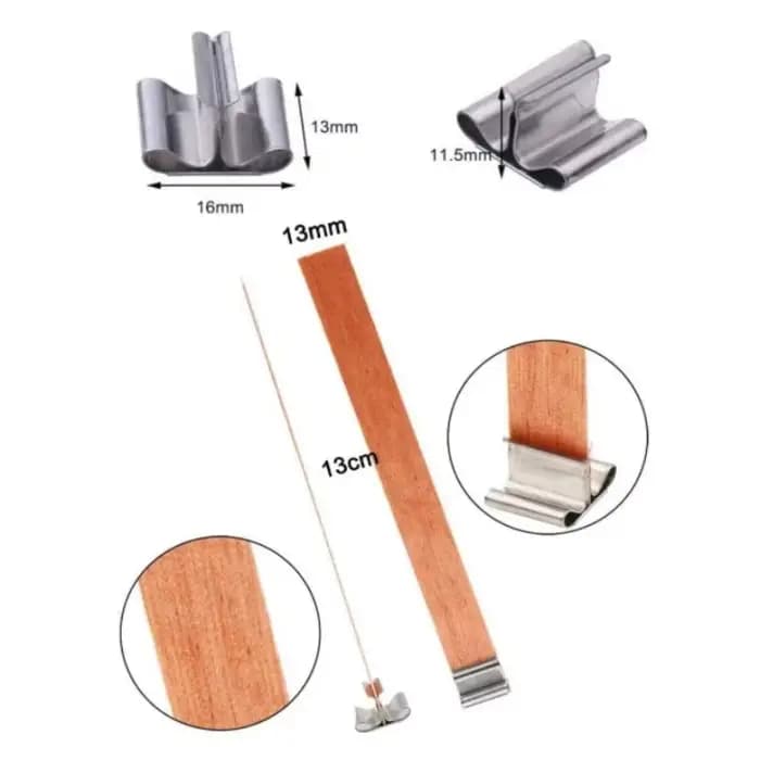 Mèche de bougie en bois de haute qualité, 30 pièces, avec Base à Clip, artisanat en osier, paraffine, cire d'abeille, mèche sans fumée, fournitures de fabrication de bougies