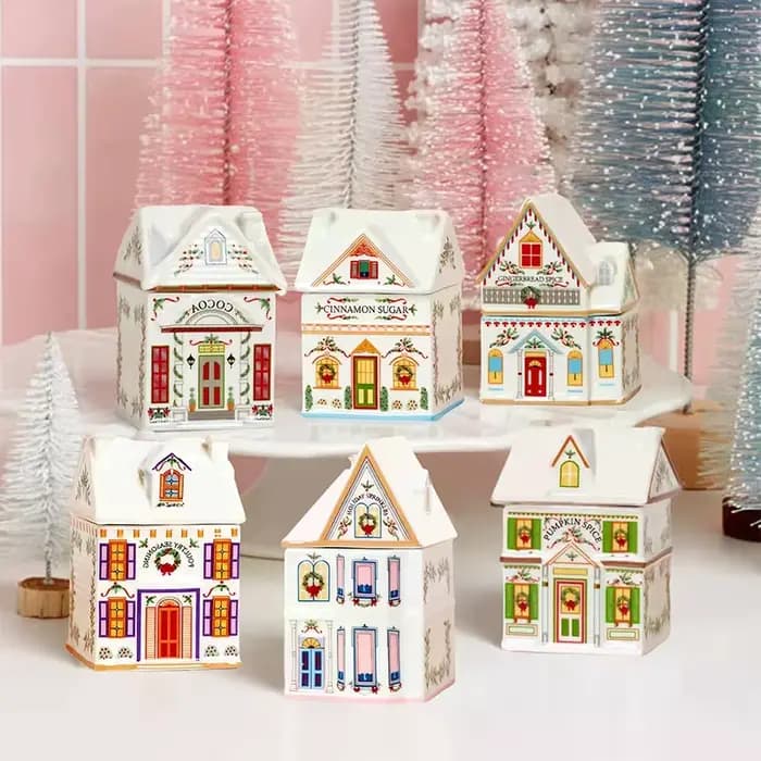 Mini pot de pain d'épices de noël, Kit de maison d'épices festive, bougie de vacances de comptoir de cuisine pour décoration festive et aromathérapie