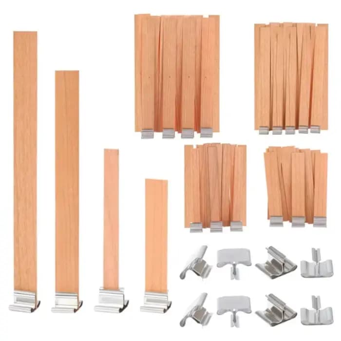 Mèche de bougie en bois de haute qualité, 30 pièces, avec Base à Clip, artisanat en osier, paraffine, cire d'abeille, mèche sans fumée, fournitures de fabrication de bougies