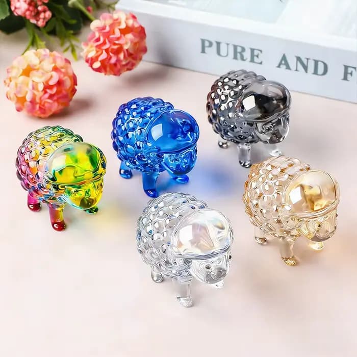 Artisanat en cristal de luxe, décoration de bureau, salon, cadeau pour enfants, mouton, dessin animé, Animal, ornement coloré pour décoration de fête