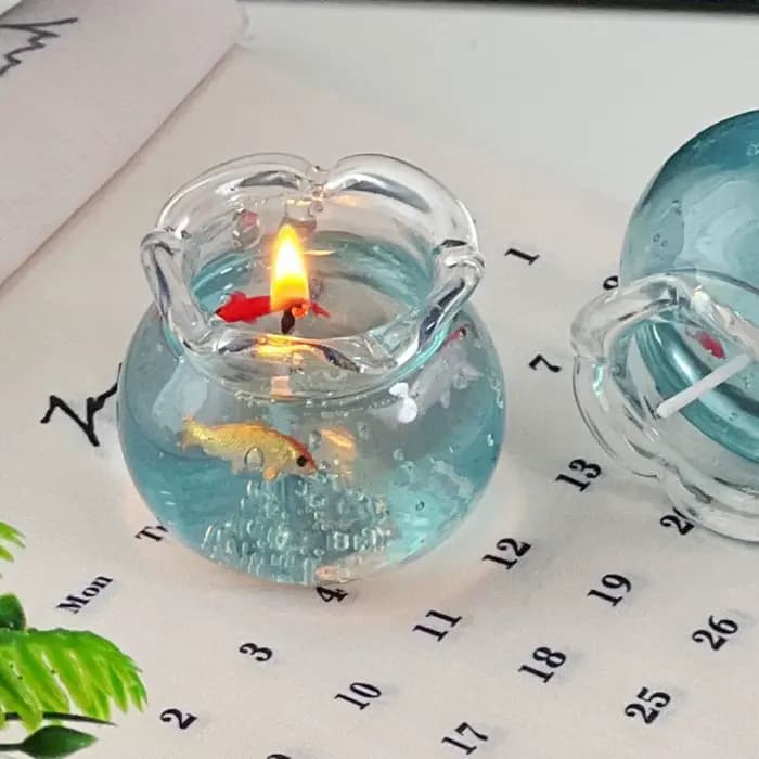 Bougie décorative mini aquarium à bulles, mignonne, esthétique et tendance, parfumée pour la maison, idéale pour la chambre, les cadeaux de fête et la méditation