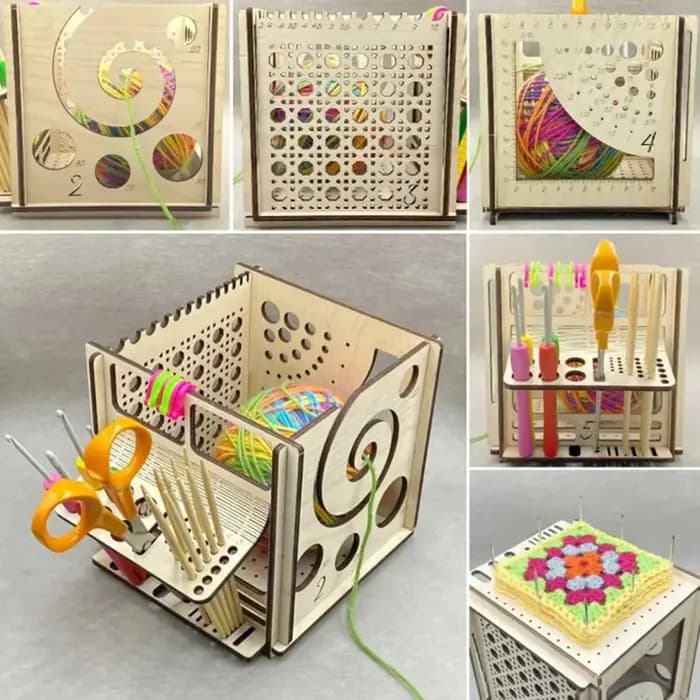 Bol de fil en bois tout-en-un, bricolage, organisateur de Crochet, support de rangement, distributeur de fil en bois, bol à tricoter pour tricoter au Crochet, nouveau