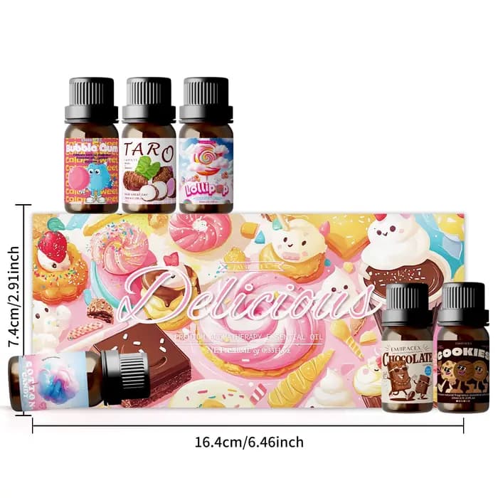 Coffret cadeau d'huiles essentielles délicieuses, 6 pièces/1 ensemble, bougie DIY pour humidificateur et diffuseur, décorations pour la maison