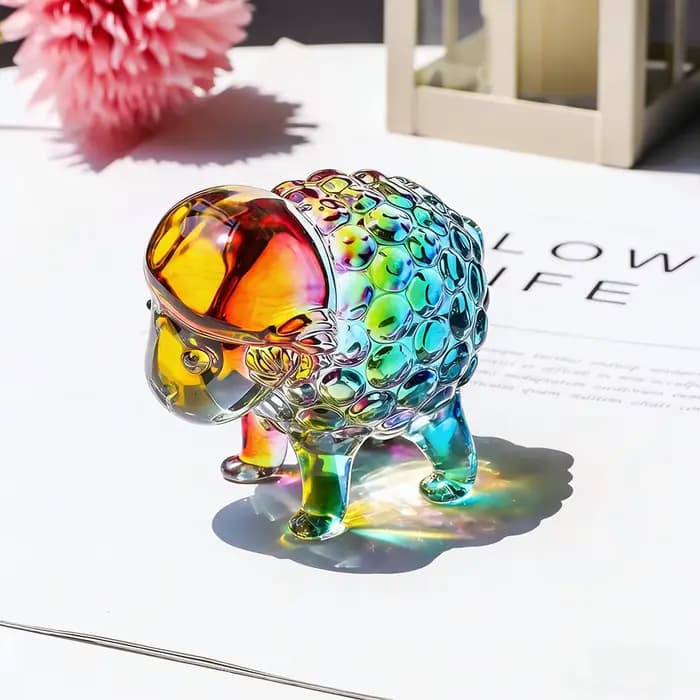 Artisanat en cristal de luxe, décoration de bureau, salon, cadeau pour enfants, mouton, dessin animé, Animal, ornement coloré pour décoration de fête
