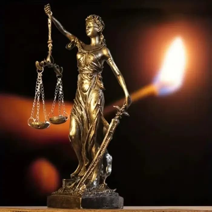 Ornement de la déesse de la justice de style européen, design rétro, thème justice, ornement rétro pour la maison, imitation cuivre