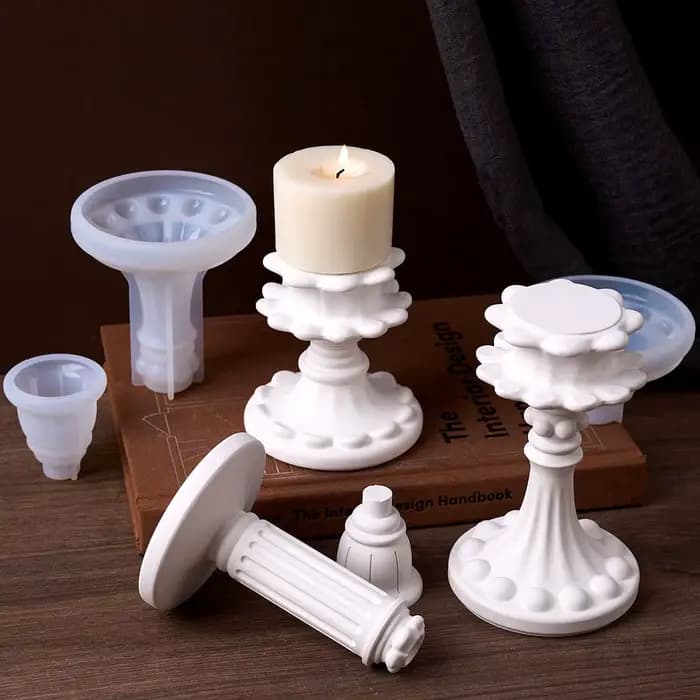 Bougeoir de Style européen, moule en Silicone, bricolage, chandelier d'aromathérapie, Base de plâtre, résine, moules de moulage artisanal, fournitures de décoration pour la maison